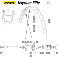 Mavic Ksyrium Elite Speiche Hinterrad Links 299,5 Mm Schwarz Nippel Blau Modell 2016-17