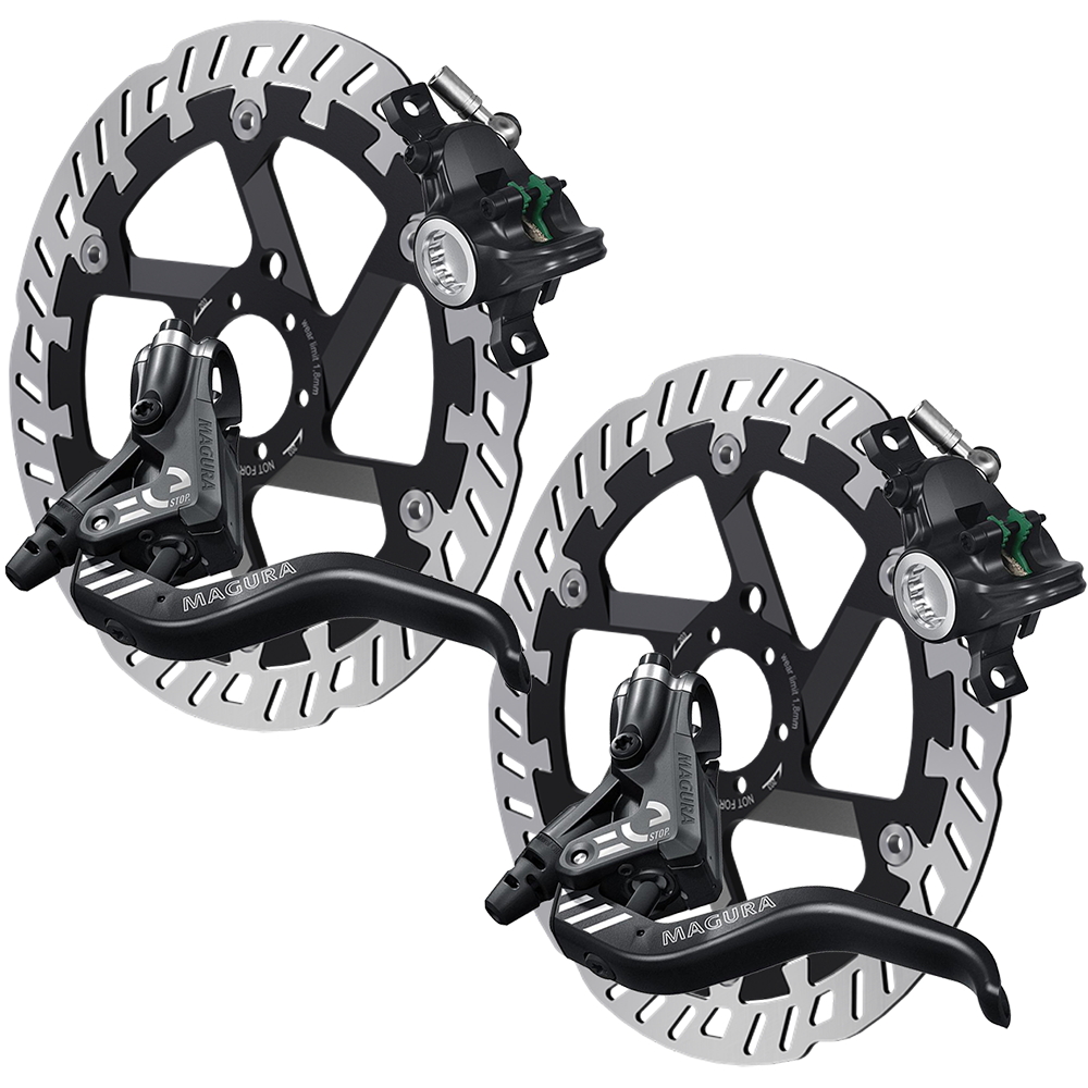 Disc Set Magura MT 4 EStop Bremsen + MDR-P Scheiben 3 Disc Set Magura MT 4 EStop Bremsen + MDR-P Scheiben