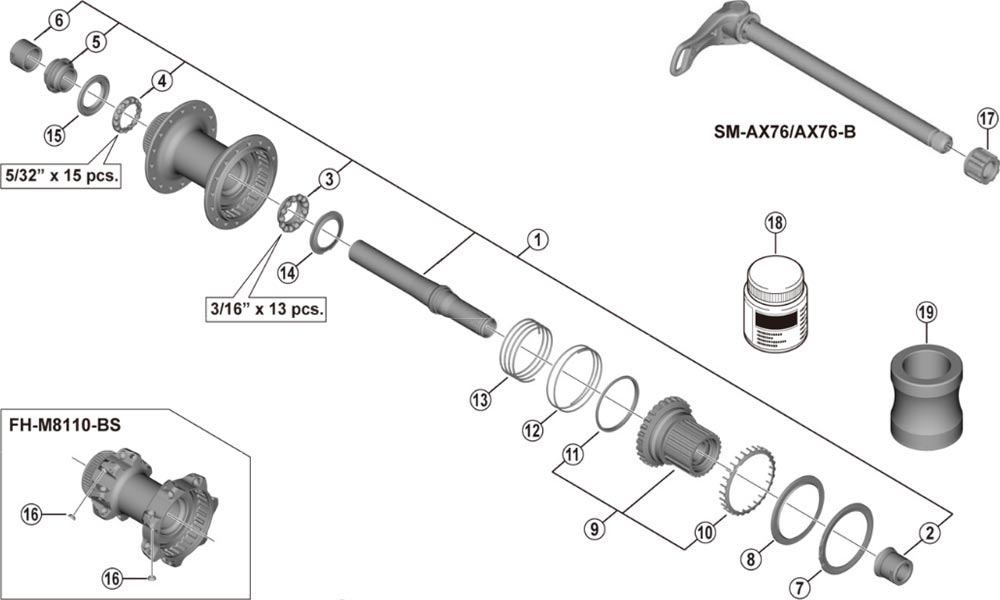 Shimano Deore XT FH-M8110 / FH-M8110-B / FH-M8110-BS Hinterradnabe Ersatzteil | Kugellager Rechts Nr 3 3 Shimano Deore XT FH-M8110 / FH-M8110-B / FH-M8110-BS Hinterradnabe Ersatzteil | Kugellager Rechts Nr 3