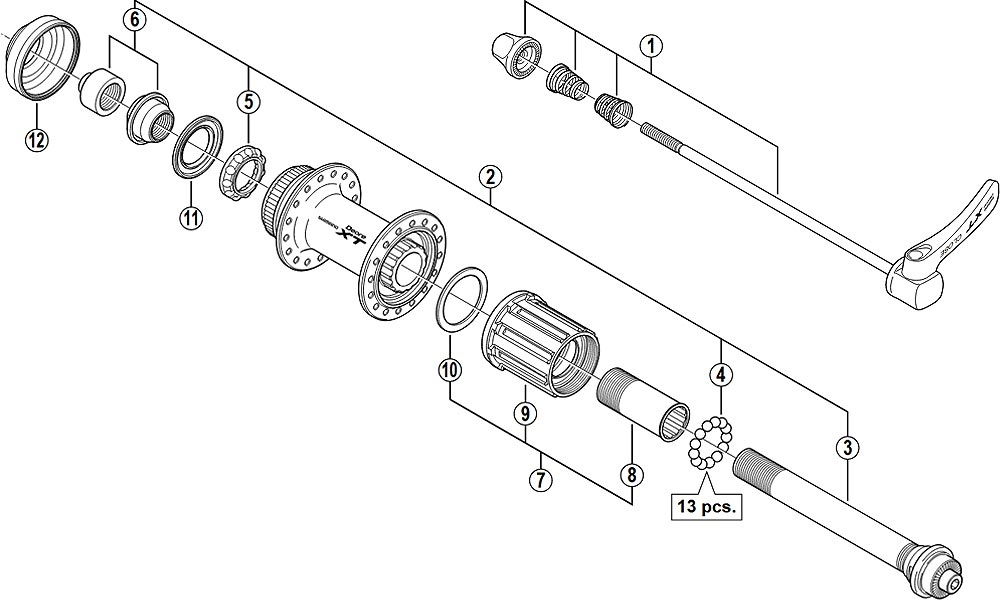 Shimano Deore XT FH-M775 Hinterradnabe Ersatzteil | Schnellspanner 173 Mm Schwarz Nr 1 4 Shimano Deore XT FH-M775 Hinterradnabe Ersatzteil | Schnellspanner 173 Mm Schwarz Nr 1 – Bild 2