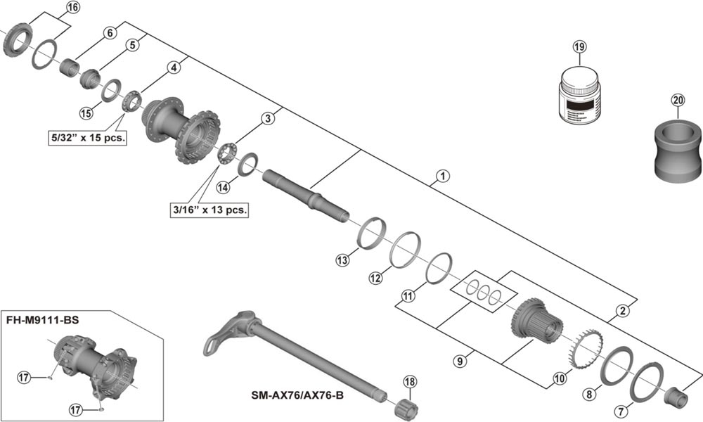 Shimano XTR FH-M9111/ FH-M9111-B/ FH-M9111-BS Disc Hinterrradnabe Ersatzteil | Kugellager Rechts Nr 3 3 Shimano XTR FH-M9111/ FH-M9111-B/ FH-M9111-BS Disc Hinterrradnabe Ersatzteil | Kugellager Rechts Nr 3